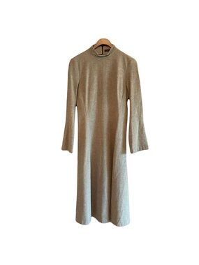 Zara gray High-Neck Long Sleeve Midi Dress size small